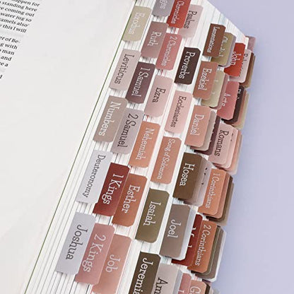 Earth Tone Bible tabs,Polyvinyl Chloride (PVC), Large Print Laminated tabs for Women and Men, Easy to Read, Apply, Journaling Tabs