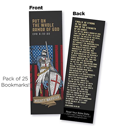 Armor of God Bookmarks & Challenge Coin, Pack of 25 Templar Knight Bible Bookmarkers & 1 Matching High Relief Armour of God Christian Commemorative Souvenir Coin, Scripture Cards & Pocket Prayer Token - color: Templar Knight, size: Pack of 25 & Matching C
