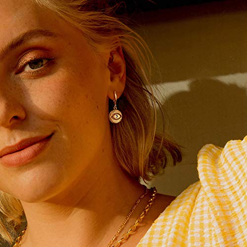 LOYATA Gold Huggie Hoop Earrings for Women Dangle Hoop Drop 14K Gold Plated Dainty Small Minimalist Cubic Zirconia Jewelry Gift… - style: Coin Eye