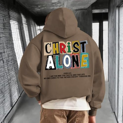 Christian Hoodies For Men Jesus Religious God Hoodie Faith Bible Verse Sweatshirt inspirational Cotton Pullover Tops - color: Coffee, size: Small