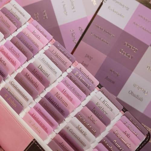 UPAFEXXI-Laminated Bible Tabs for Women,Gold Foil Embossed Lettering - color: Pink and White
