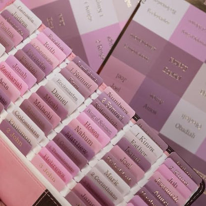 UPAFEXXI-Laminated Bible Tabs for Women,Gold Foil Embossed Lettering - color: Pink and White