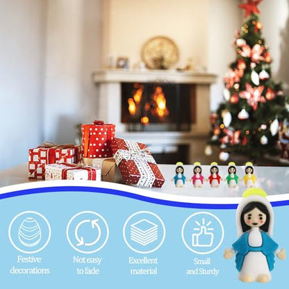 20 Pcs Little Virgin Mary Figurines, Christ Toys Mini Virgin Mary Figures, Little Figures to Hide and Seek Sunday School Religious Party Favors Gift for Sunday Easter Eggs, Blue