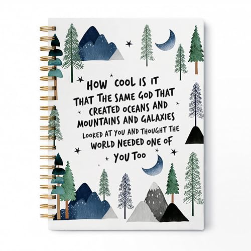 Inspirational Christian Spiral Notebook, How Cool Is It That the Same God Bible Verse Journal, Mountain Forest Religious Hardcover Lined Notebook Journal, 5.5x8.3 Inch - color: pattern-11