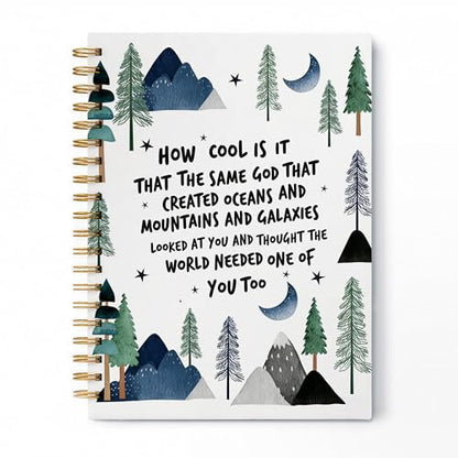 Inspirational Christian Spiral Notebook, How Cool Is It That the Same God Bible Verse Journal, Mountain Forest Religious Hardcover Lined Notebook Journal, 5.5x8.3 Inch - color: pattern-11