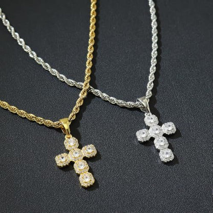 Cross Necklace for Women,14K Gold Silver Plated Box Chain Pendant，Dainty Personalized Charm Jewelry Gift for Her - color: Silver Cross B