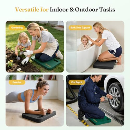 Grenebo 2-Pack Kneeling Pads, Extra Thick, 17.3 x 11 x 1.6 in, Black Green - color: Black Green