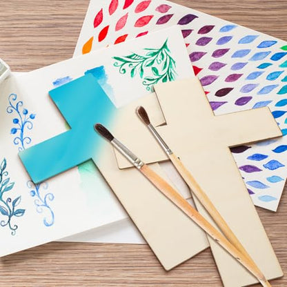 Anglechic 12 Pack Wooden Cross Craft 12 Inch Wood Crosses for Crafts - color: Cross, size: 12 Inch