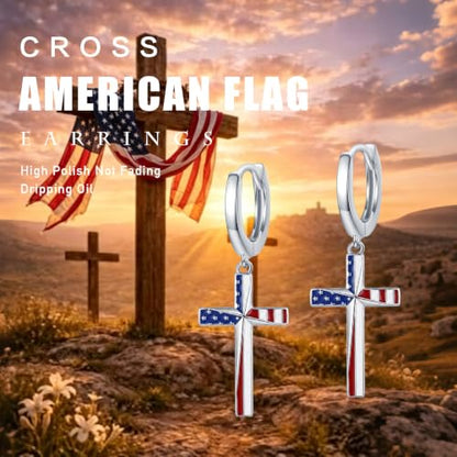 Cross Earrings for Women Men 925 Sterling Silver, Cross Hoop Drop Earrings, Christian Jewelry Gift for Women Men - style: Independent Cross Earrings #1