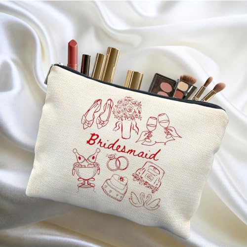 Bridesmaid Proposal Gifts Canvas Makeup Bag for Women Bestie - color: bridesmaid 2