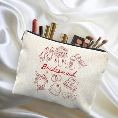 Bridesmaid Proposal Gifts Canvas Makeup Bag for Women Bestie - color: bridesmaid 2