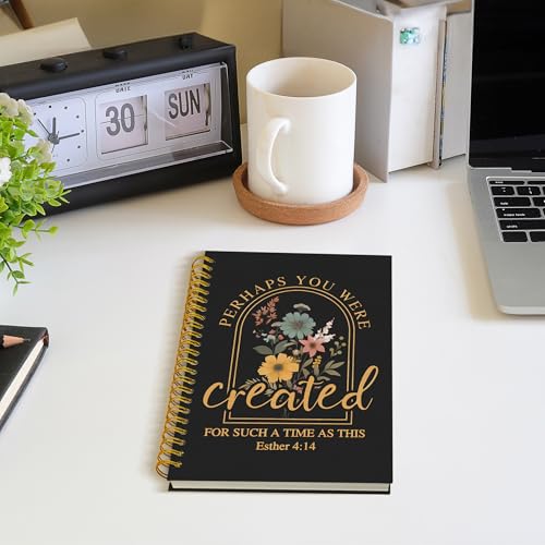 Dark Floral Christian Spiral Notebook, Esther 4:14 Bible Verse Journal, Christian Gifts for Women Faith, Religious Scripture Hardcover Notebook Journal, 5.5x8.3 Inch - color: Style 03