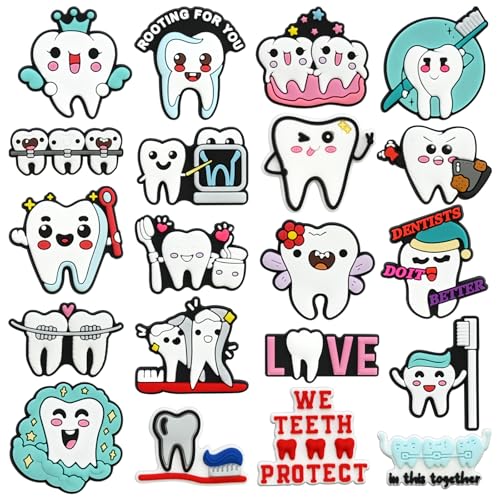 Cute Pins Bulk, Funny Lapel Badge Pins Rubber Brooch Pins for Backpacks, Hats, Bags - style: Tooth-20PCS