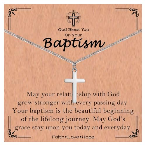 Cross Necklace for Boys Kids Christian Catholic Religious Gifts - color: Baptism -Boys