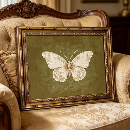 FTHMTN Vintage Gold Framed Butterfly Wall Art,Moody Insect Canvas 16x24in - color: Butterfly, size: 24"L x 16"W