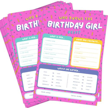 Markt Who Knows The Birthday Girl Best, Birthday Party Games for Kids Party Games, Game Supplies and Activities for Teens, Boys or Girls (Pink) - color: Who Knows the Birthday Girl Best