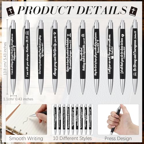 Yeaqee 100 Pcs Motivational Pens, Black, Biblical - color: Black, style: Biblical