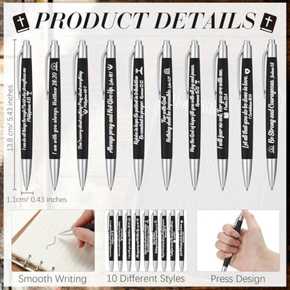 Yeaqee 100 Pcs Motivational Pens, Black, Biblical - color: Black, style: Biblical