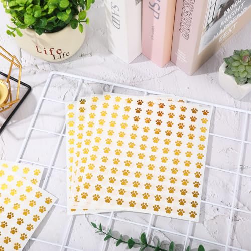 JarThenaAMCS 2400Pcs Mini Puppy Paw Sticker Gold Foil Dog Paw Paper Decal Cute Self-Adhesive Sticker for Planner Reward Envelope Scrapbook DIY Supplies, 0.5 in - style: Dog Paw