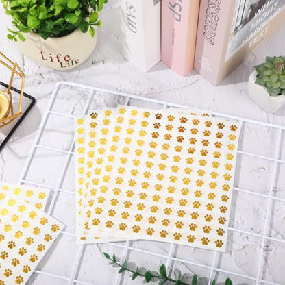 JarThenaAMCS 2400Pcs Mini Puppy Paw Sticker Gold Foil Dog Paw Paper Decal Cute Self-Adhesive Sticker for Planner Reward Envelope Scrapbook DIY Supplies, 0.5 in - style: Dog Paw