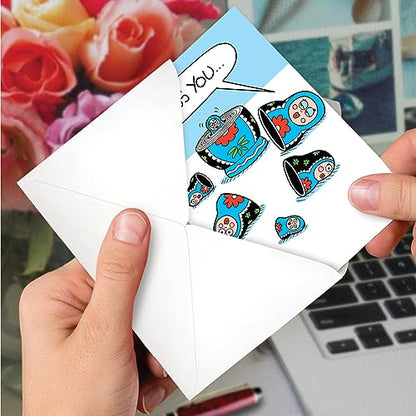 NobleWorks - 1 Funny Get Well Greeting Card w/ 5 x 7 Envelope For Men, Women - Stacking Dolls Sneeze C10084GWG - style: Stacking Dolls Sneeze