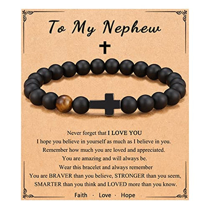 Cross Bracelet, To Mens Boys Christian Gifts for Birthday Christmas - style: Nephew