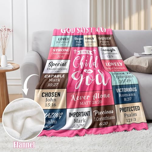 Christian Gifts for Women, I Am A Child of God Blanket, 50"x60" - color: Christian Gifts Pink