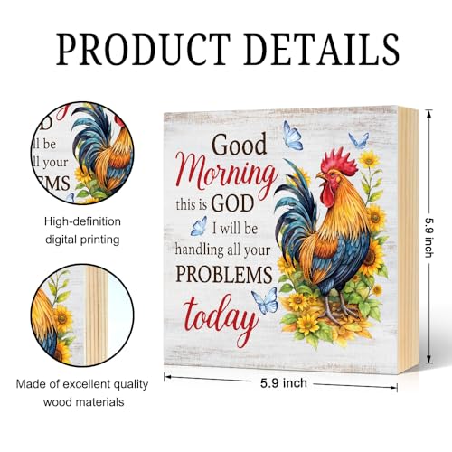 Good Morning This Is God I Will Be Handling Wood Box Sign 5.9 * 5.9 - color: white026