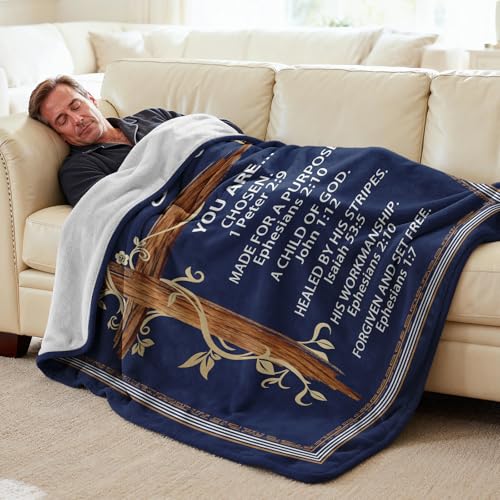 Christian Gifts for Men, Pastor Gifts - Blanket with Bible Verse 60"x50" - size: Christian Men