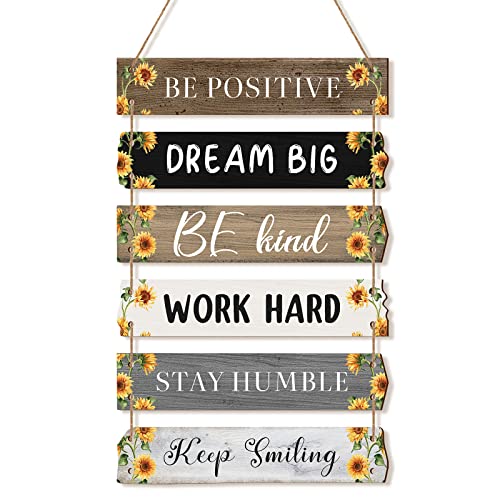 Blulu 6 Pcs Positive Quotes Wall Hanging Plaque Sign, Sunflower Style - style: Sunflower Style