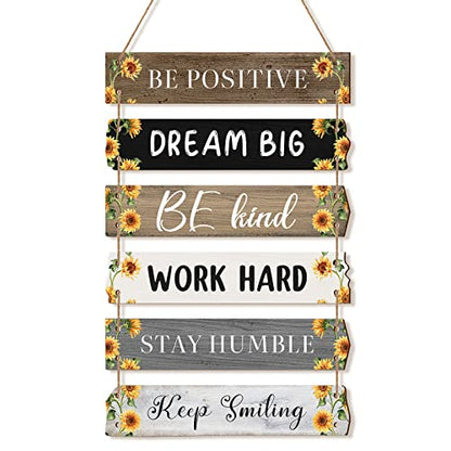 Blulu 6 Pcs Positive Quotes Wall Hanging Plaque Sign, Sunflower Style - style: Sunflower Style