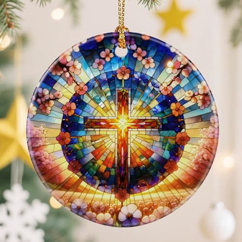 Christmas Ornaments, Christian Cross Ornament, Xmas Decor, Christmas Tree Ornaments, Xmas Decorations for Tree, Holiday Ornament, Christian Gift, Religious Gifts - color: Colorful Cross-c