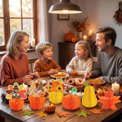 6Pcs Fall Table Honeycomb Centerpieces Thanksgiving Home Decor - style: Fall Style