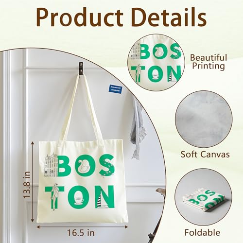 Tote Bag For Women Man, Reusable Work Shopping Grocery Shoulder Bags - style: Boston