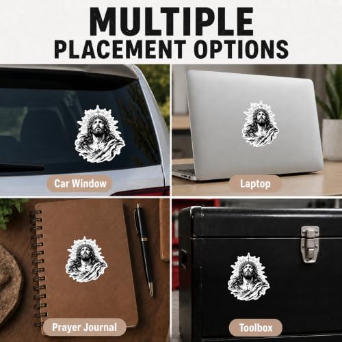 5 Pcs Jesus Crown of Thorns Sticker Set, Vinyl Jesus Car Decals (5 inch) - size: 5 inch