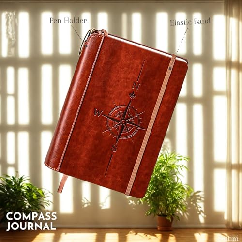 SETTINI® Vegan Leather Journal Gift Set with Pen 192 Pages, Compass - color: Compass
