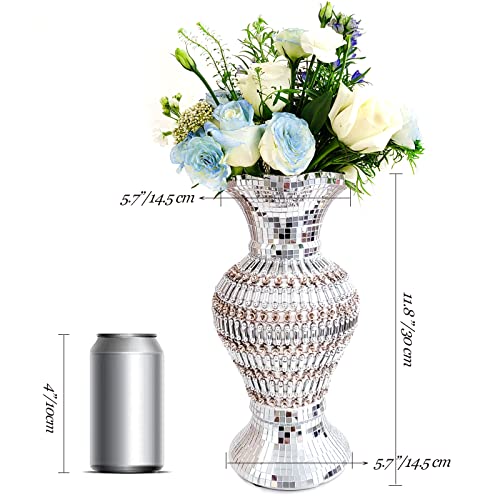 Silver Ceramic Flower Vase with Rhinestones, 12-Inch Home Decor - style: 30cm Silver-Rhinestones