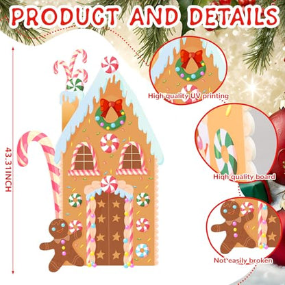 Teling Christmas Gingerbread House Photo Booth Props, 43.3 x 37.4 Inch - style: Gingerbread House
