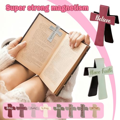 16PCS Magnetic Cross Bookmarks Gifts, Magnetic Bookmark Christian Cross Magnetic Page Markers Religious Bible Verses Bookmarks for Bible Study, Readers, Teachers, Students (B) - color: B