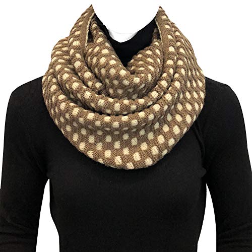 Wrapables Thick Knitted Winter Warm Infinity Scarf - color: Brown/Cream