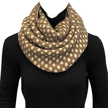 Wrapables Thick Knitted Winter Warm Infinity Scarf - color: Brown/Cream