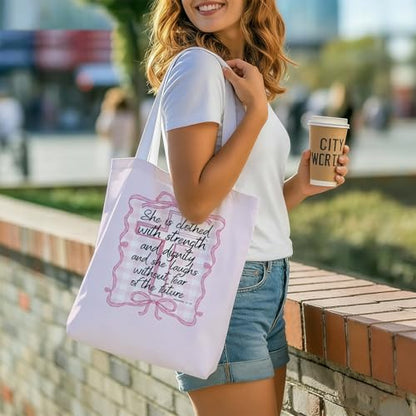 Bible Tote Bags Cute Christian Preppy Canvas Tote Bag Christian Gifts for Women Reusable Shopping Bags(Parent) - color: Bible-7