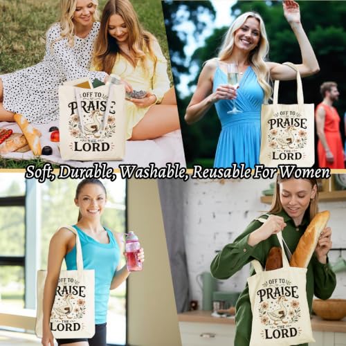 Baseball Soccer Softball Mama Canvas Tote Bag, Christian Tiger Duck Shoulder Bag - color: Praise Lord 530