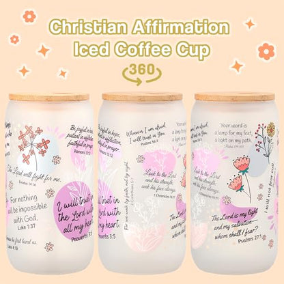 Bible Verse Coffee Mug, 16oz Christian Coffee Tumbler, Daily Affirmations Cup for Women, Religious Gifts for Mom, Sister, Christmas, Birthday, Mother’s Day(Frosted Glass) - color: Bible Verse-4