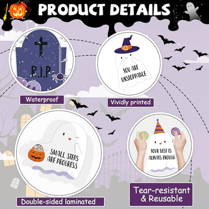 Halloween Ghost Bulletin Board Set Boo-Lieve in Yourself Affirmation Station Bulletin Board Classroom Decorations Cute Ghost Pumpkin Paper Cutouts for Halloween Party School Classroom Home Wall Decor - style: Ghost