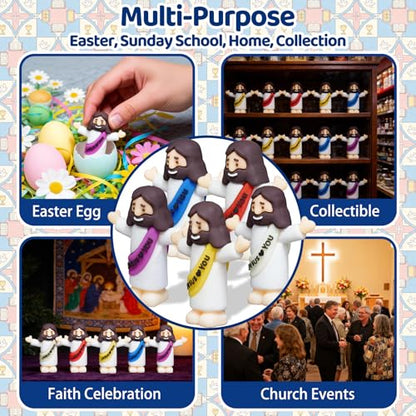 30 Pack Little Jesus Figures with Storage Box, 5 Color Tiny Jesus