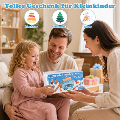 Wooden Noah's Ark Toy, Baptism for Boys and Girl