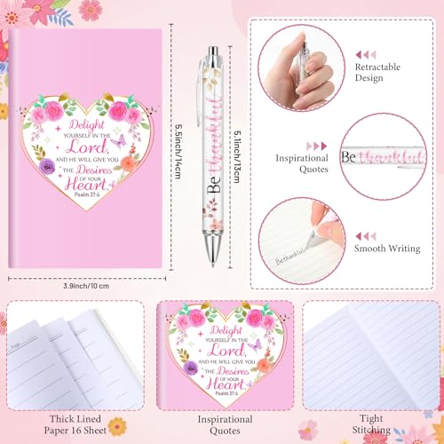 10 Sets 50 Pcs Christian Gift for Women, Church Mothers Day Gift Bulk, 16 oz Bible Verse Glass Cup Motivational Scripture Cosmetic Bag Religious Notepads Pens PVC Bag for Christian Party Favor - style: Christian