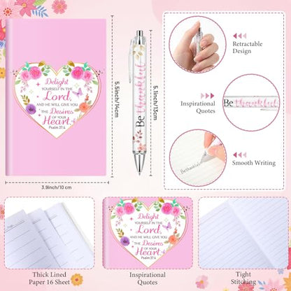 10 Sets 50 Pcs Christian Gift for Women, Church Mothers Day Gift Bulk, 16 oz Bible Verse Glass Cup Motivational Scripture Cosmetic Bag Religious Notepads Pens PVC Bag for Christian Party Favor - style: Christian