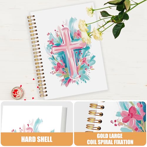 AQYIP Abstract Christian Cross Spiral Notebook, Pastel Bible Journaling Notebooks, Prayer Journal for Woman, Religious Journals for Writing, Christian Notebooks for Note Taking, 5.5x8.3 Inch - color: Pastel